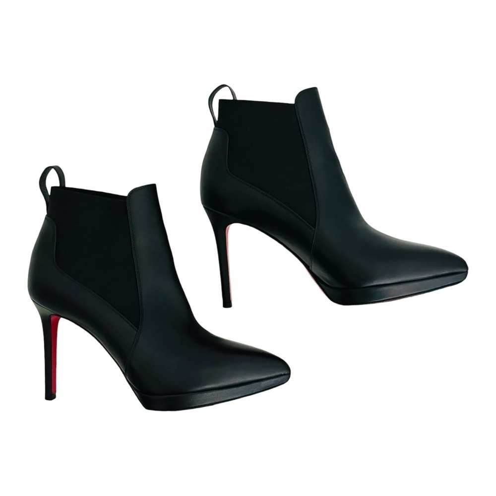 Christian Louboutin Crochinetta 100 Black Leather Ankle Boots Size 36.5 - Picture 5 of 15